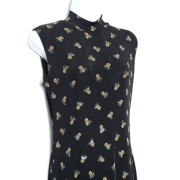Pineapple Print Dress Sz 6 Maxi Bodycon Glitter Tropical Hawaiian Luau Party - Picture 1 of 5